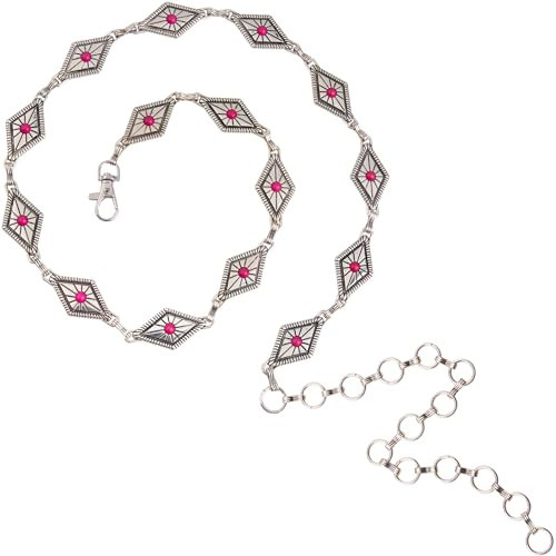 Montana West Rustic Couture's Turquoise Western Metal Chain Concho Belt for Women Cowgirls - Adjustable Boho Belt for Dresses, Jeans, Country Concert Outfits - RCB-1044HPK | Amazon (US)