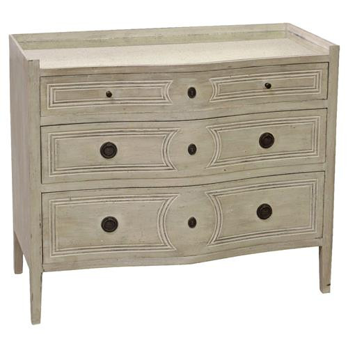 Ines French Country 3 Drawer Mirrored Tray Top Dresser | Kathy Kuo Home