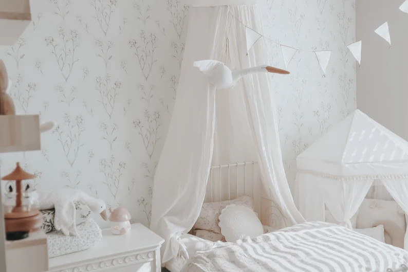 Modern Neutral Floral Wallpaper. Neutral Colors. Peel and Stick Wallpaper. Removable. Accent Wall... | Etsy (CAD)