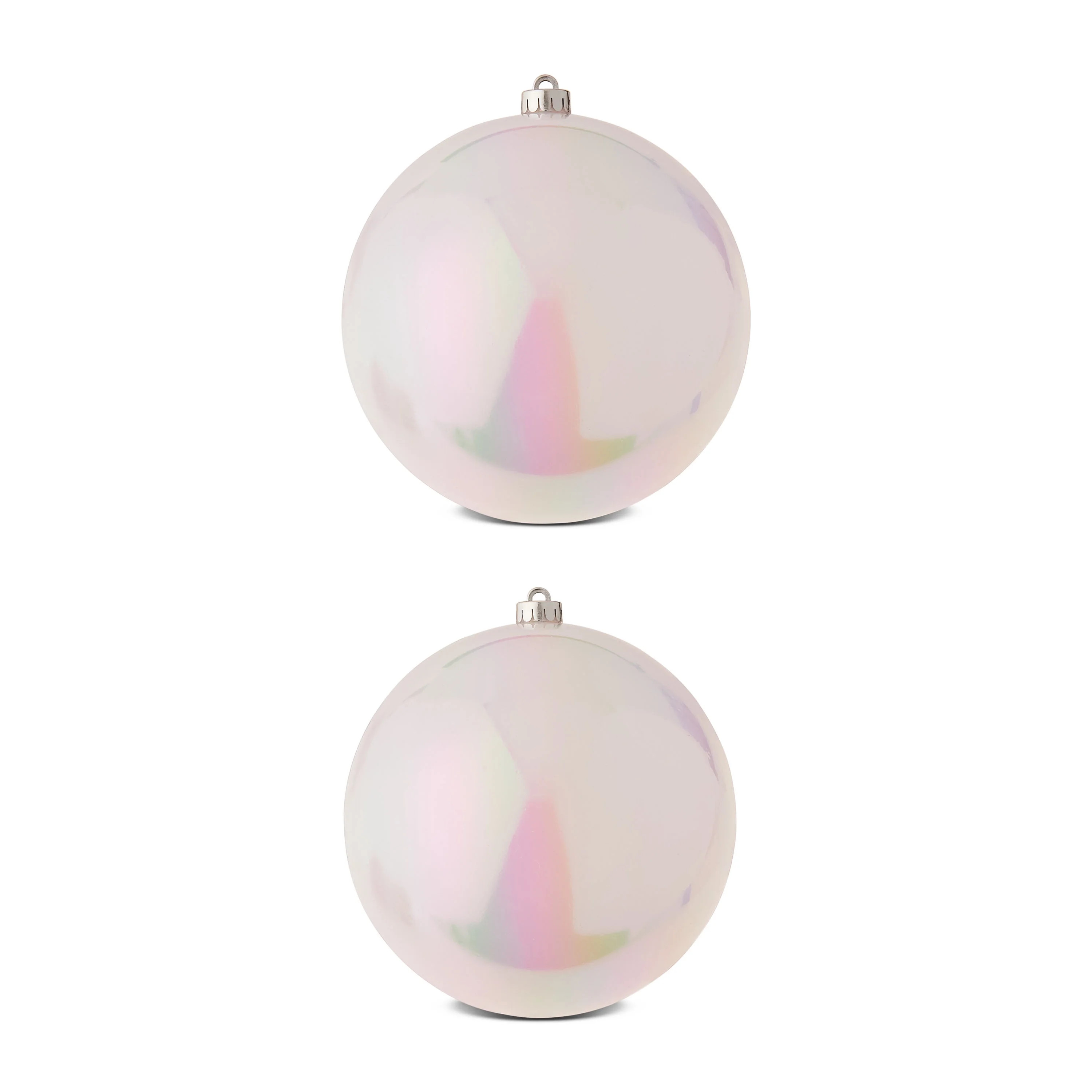 2-Count Iridescent White Jumbo Shatterproof Christmas Ornaments, 7.87 in, by Holiday Time | Walmart (US)