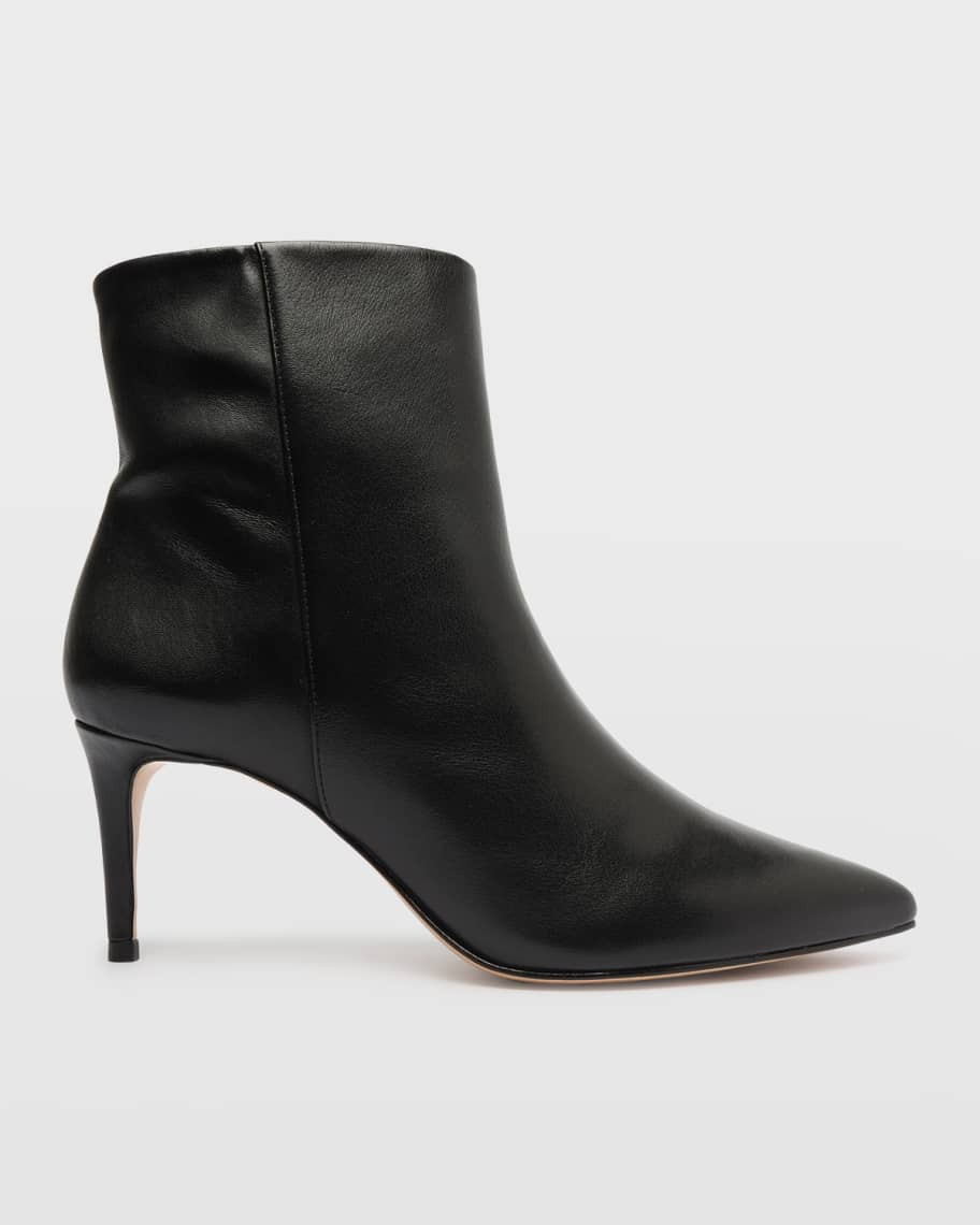 Schutz Mikki Mid Leather Pointed-Toe Booties | Neiman Marcus