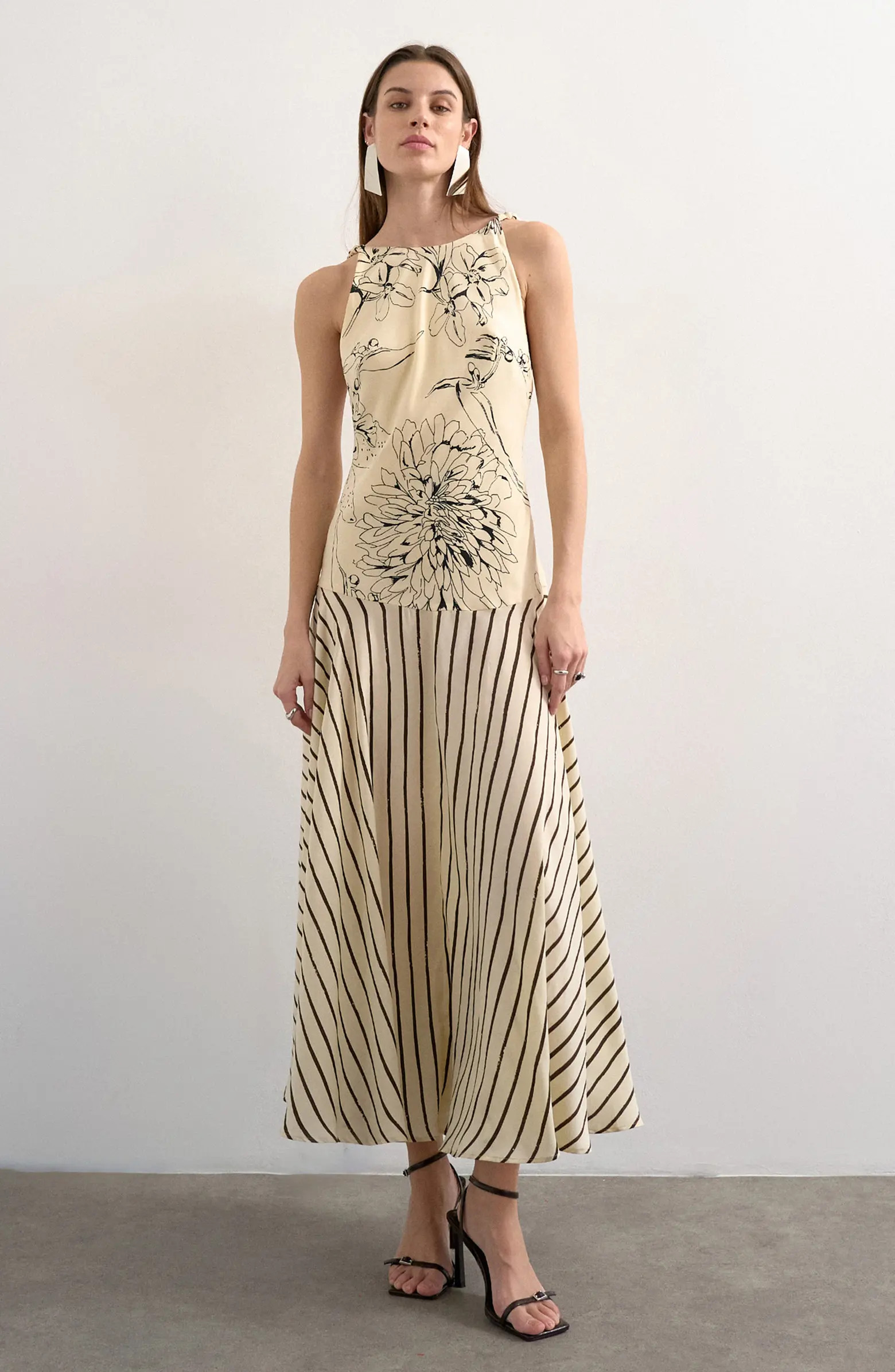 Beaded Strap Mixed Print Maxi Dress | Nordstrom