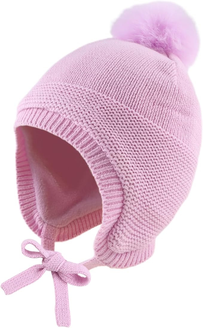 JANGANNSA Basic Winter Baby Boys Beanie Pompom Knitted Girls Hat Kids Earflap Beanies Warm Infant... | Amazon (US)