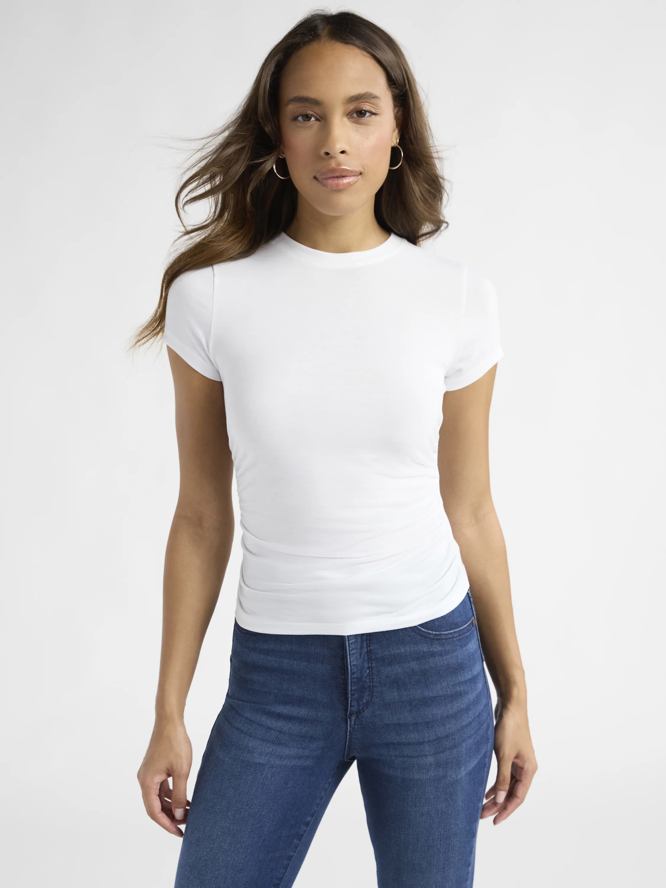 Sofia Jeans Women’s Ruched Side Tee, Sizes XS-XXXL | Walmart (US)