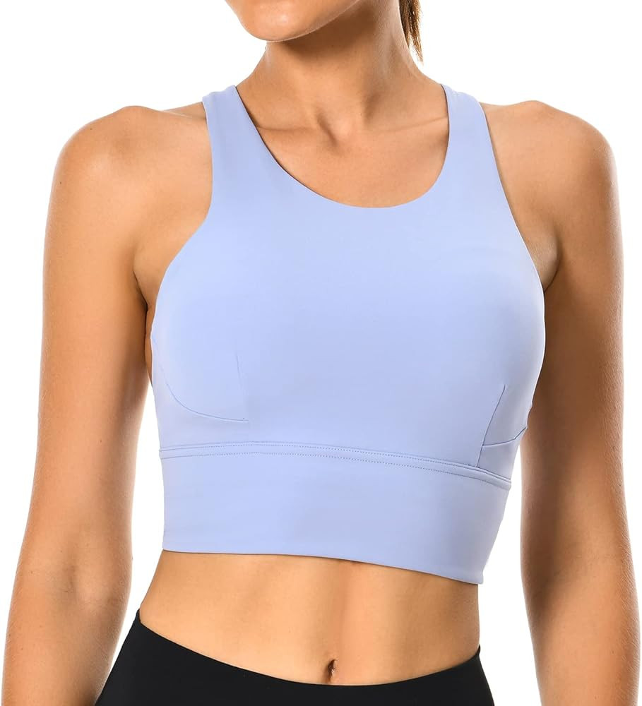 Colorfulkoala Women's Racerback Sports Bra Tank Top - Longline Crop with Medium Support and Paddi... | Amazon (US)