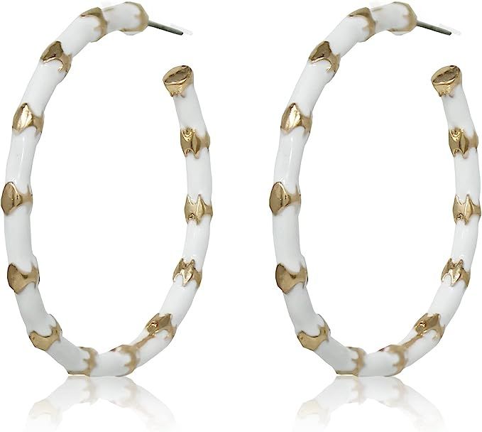 Pomina Lightweight Marble Acrylic Resin Hoop Earrings Tortoise Shell Fashion Hoop Earrings for Wo... | Amazon (US)