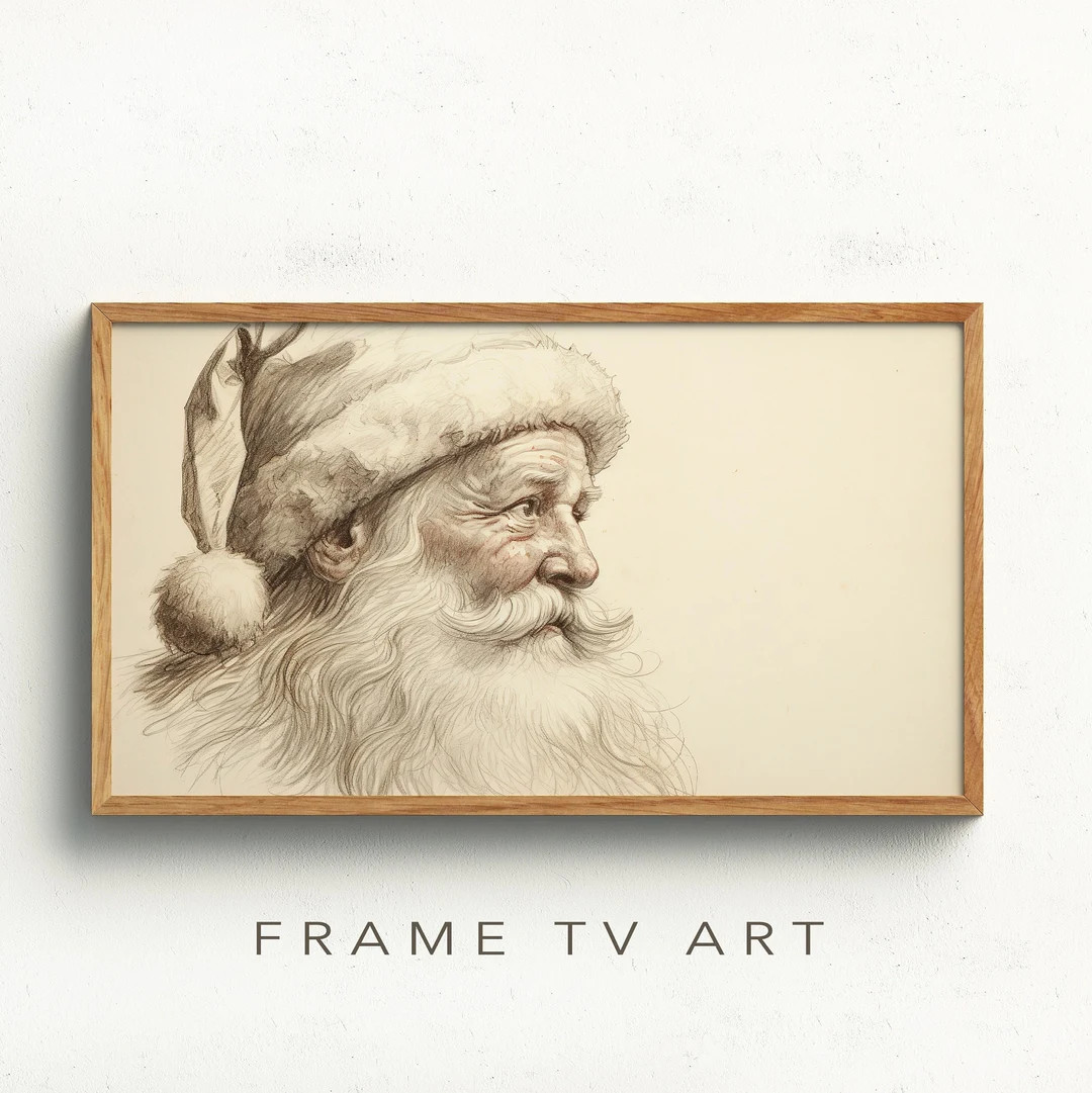 Frame Tv Art Santa Vintage Sketch Neutral Christmas Frame Tv - Etsy Canada | Etsy (CAD)