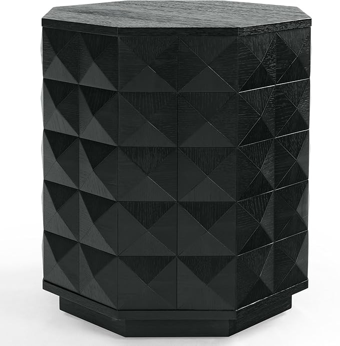SAFAVIEH Couture Collection - Patty Black Accent Table, Octagonal Side Table, Carved Design, Full... | Amazon (US)
