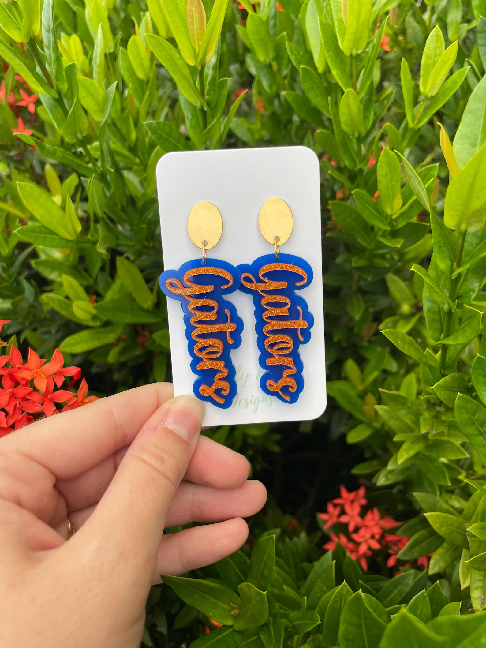 Florida Gators Acrylic Earrings – Blue & Orange Glitter Game Day Jewelry | Etsy (Global)