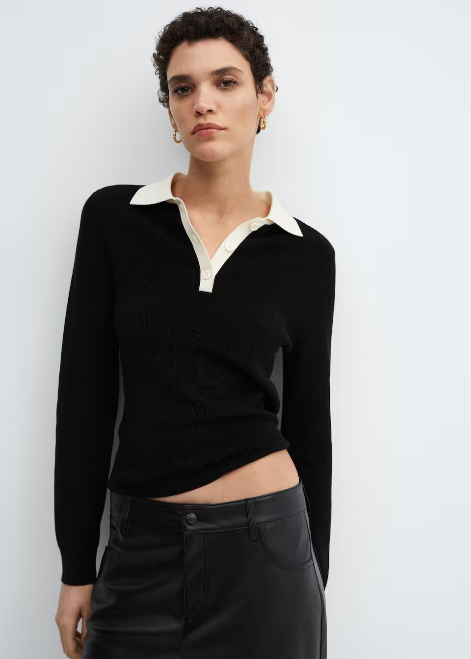 Knitted polo neck sweater -  Women | Mango USA | MANGO (US)