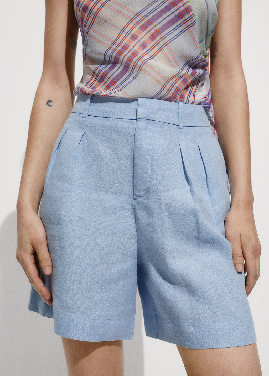 100% linen straight shorts | MANGO (US)