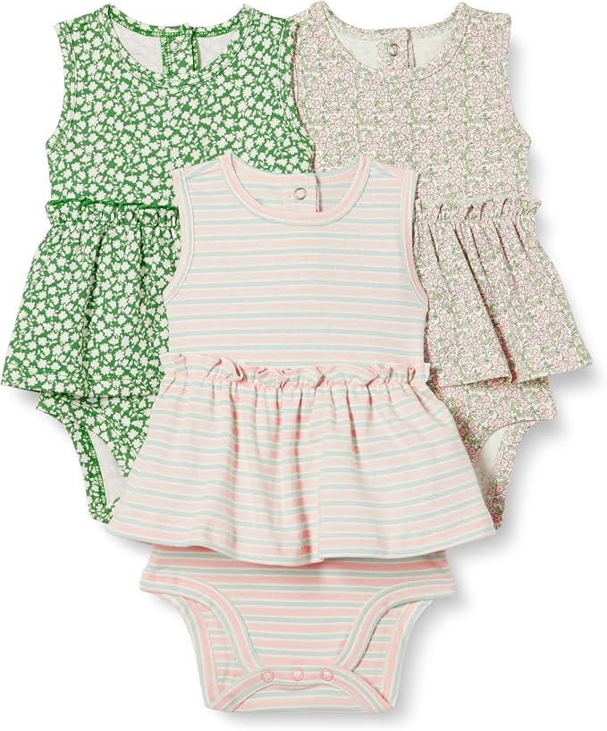 Amazon Essentials Baby Girls' Sleeveless Bodysuit Dress, Pack of 3 | Amazon (US)