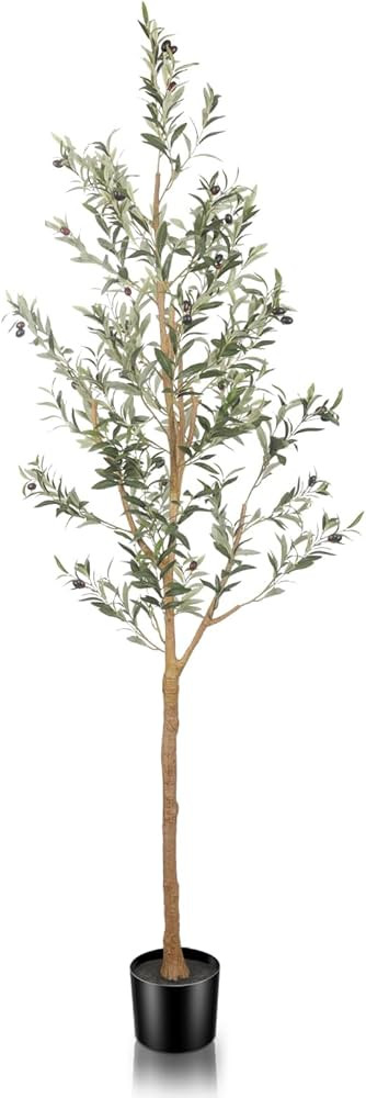Faux Olive Tree 7ft -Tall Fake Olive Trees Artificial Indoor with Planter - Large Faux Olive Bran... | Amazon (US)