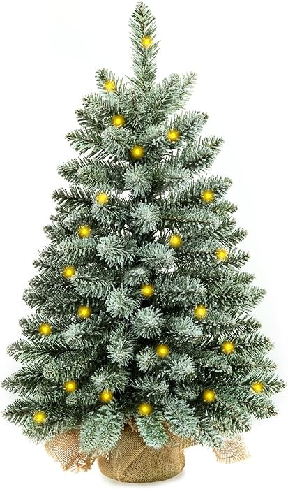 2 ft Mini Christmas Trees with 25 F5 LED Lights, 24" Decorated Burlap Artificial Tabletop Christm... | Amazon (US)