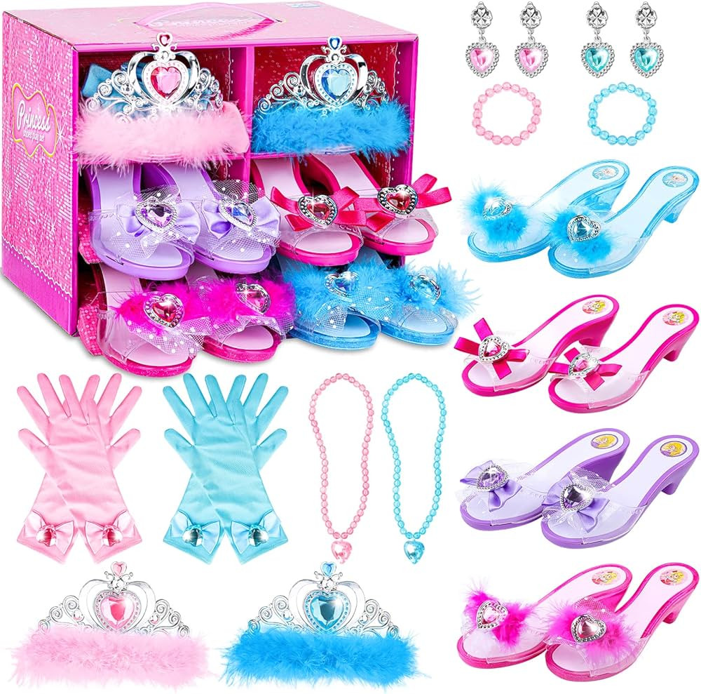 Girls Princess Dress Up Shoes and Jewelry Boutique DISHIO Upgraded Princess Shoes and Accessories... | Amazon (US)