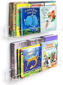 Phattopa 24 inch Clear Acrylic Floating Shelves Wall Mounted Nursery Kids Bookshelf Invisible Acr... | Amazon (US)