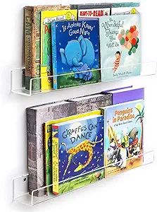 Phattopa Clear Acrylic Floating Bookshelf 17 Inch Wall Mounted Acrylic Display Shelves Invisible... | Amazon (US)