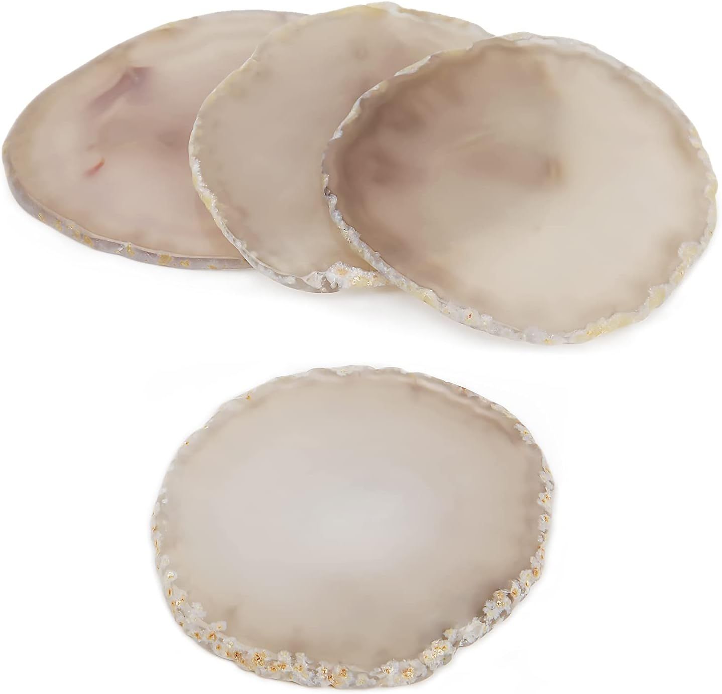 FOLKOR LIFE Set of 4 Agate Coaster for Drinks, Natural Crystal Geode Coasters 3.5-4" Glass Cups H... | Amazon (US)