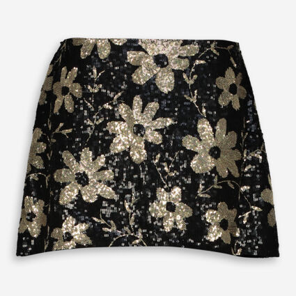 Black & Gold Tone Sequin Mini Skirt | TK Maxx