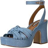 Nine West Women's FETUCHINI Heeled Sandal, light blue denim, 7 Medium US | Amazon (US)
