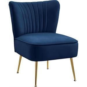 Meridian Furniture Tess Navy Velvet Accent Chair with Gold Legs | Homesquare