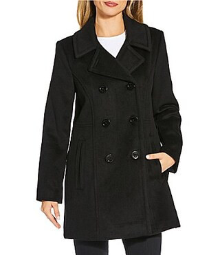 MICHAEL Michael Kors Wool Blend Notch Lapel Button Front Double Breasted Peacoat - S | Dillard's