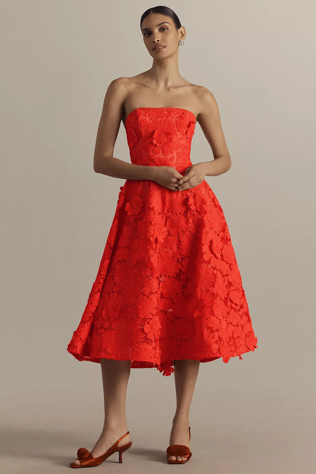 Helsi Florence Floral Appliqué Strapless Midi Dress | Anthropologie (US)