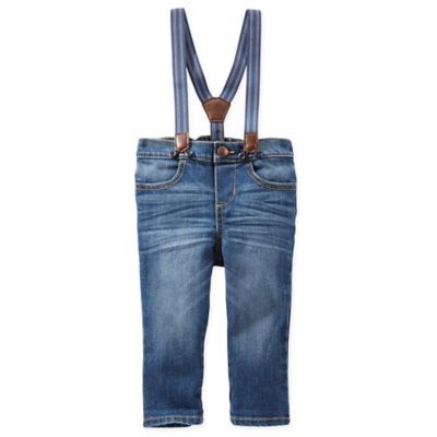 OshKosh B'gosh® Size 0-3M Derby Wash Jean Suspender Pants | buybuy BABY