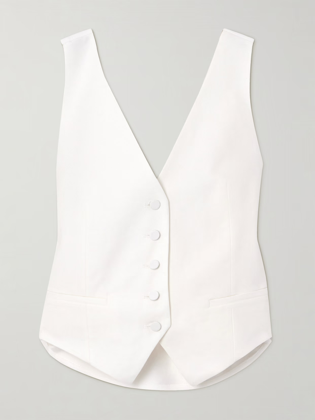 NINA RICCI - Open-back Cotton And Linen-blend And Crepe Vest - White | NET-A-PORTER (US)