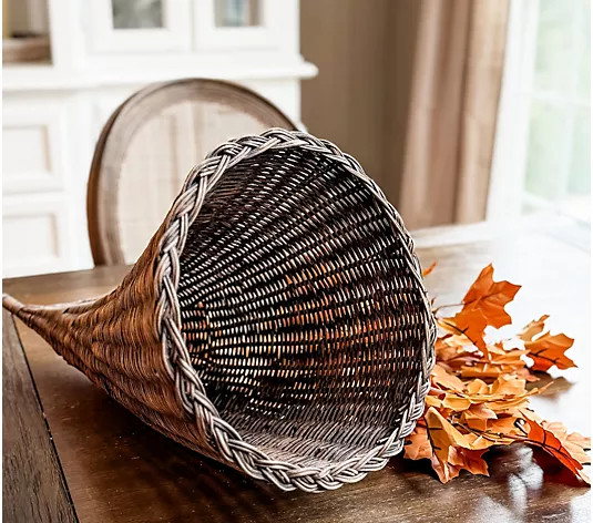 Simply Stunning Harvest Wicker Cornucopia by Janine Graff | QVC