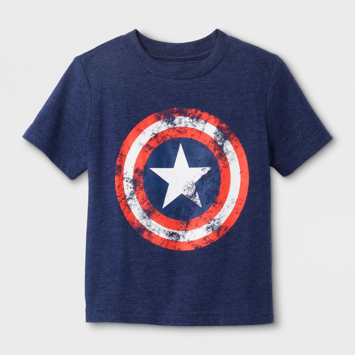 Toddler Boys' Marvel Captain America Shield Short Sleeve T-Shirt - Navy | Target