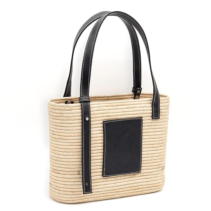Luxury Raffia Tote Bag with Leather Handles – Handcrafted Elegance for Everyday Style, Women's ... | Amazon (US)