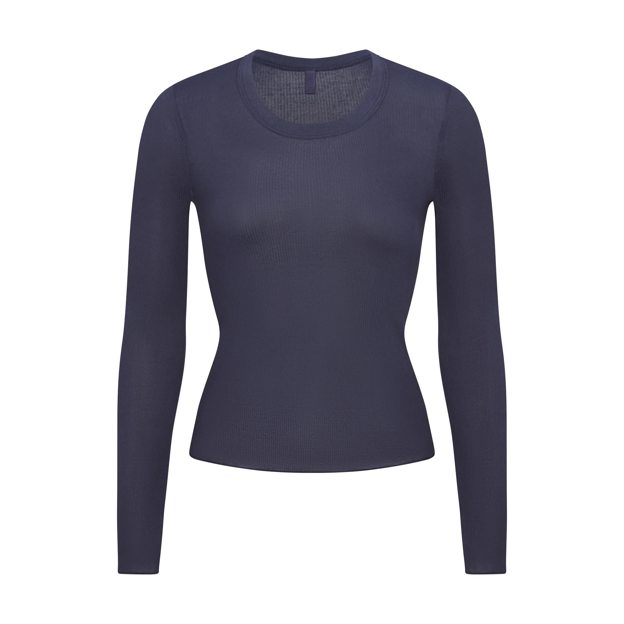 SHEER RIB LONG SLEEVE CREW NECK TOP | SLEET | SKIMS (US)