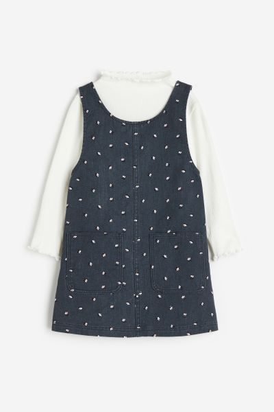 2-piece Top and Dress Set - Dark gray/floral - Kids | H&M US | H&M (US + CA)