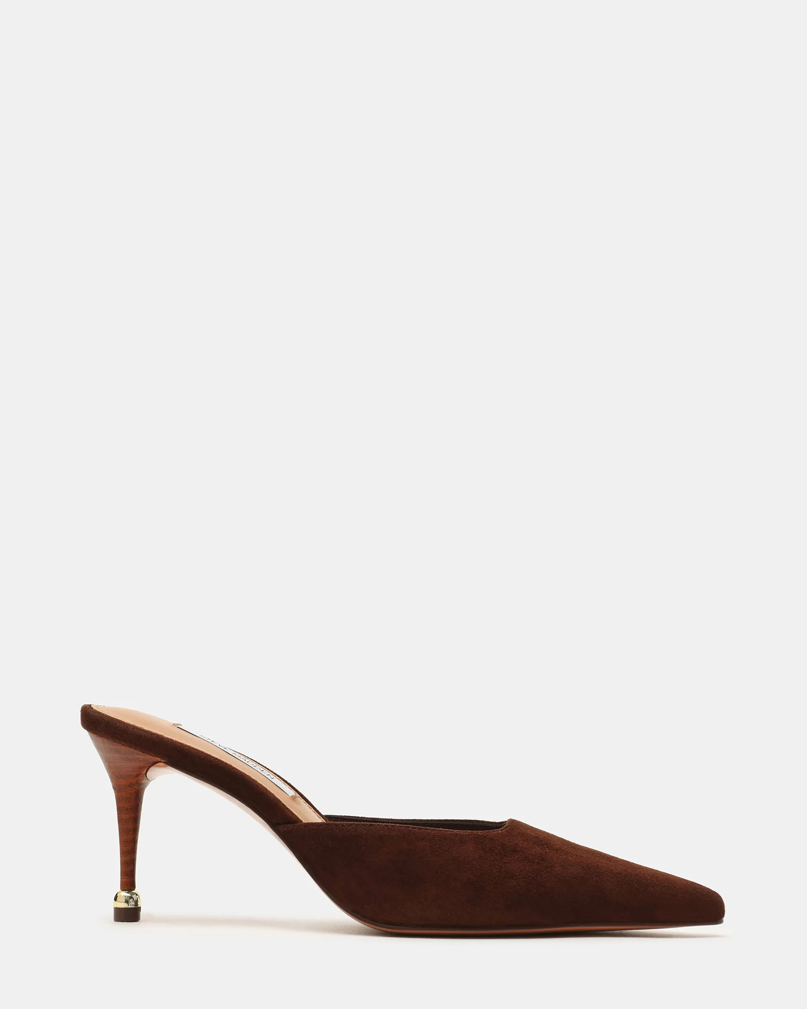 ADELINE Brown Suede Mule Pointed-Toe Gold-Detail Women's Heel | Steve Madden (US)