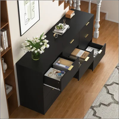 9-Drawer Black Dresser - Golden Handles & Large Deep Drawers | Wayfair North America