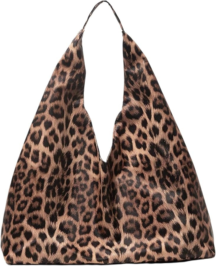 MakeMeChic Women's Leopard Print Tote Bag Faux Leather Top Handle No Closure Shoulder Bags | Amazon (US)