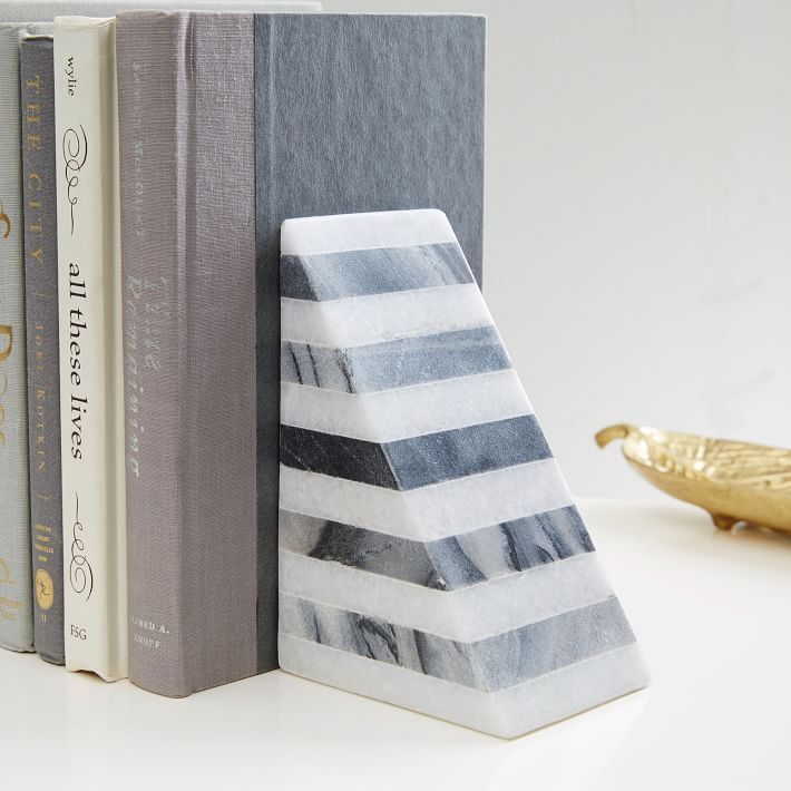Black & White Striped Marble Bookend | West Elm (US)
