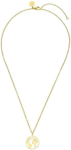 PURELEI® Collana con mappa del mondo (oro e oro rosa) con ciondolo (40 cm di lunghezza) e Acciai... | Amazon (IT)