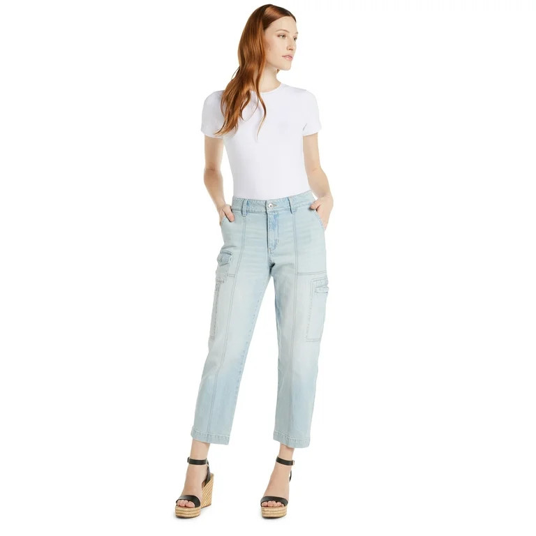 Time and Tru Women's Mid Rise Straight Utility Pants, 27" Inseam, Sizes 2-20 | Walmart (US)