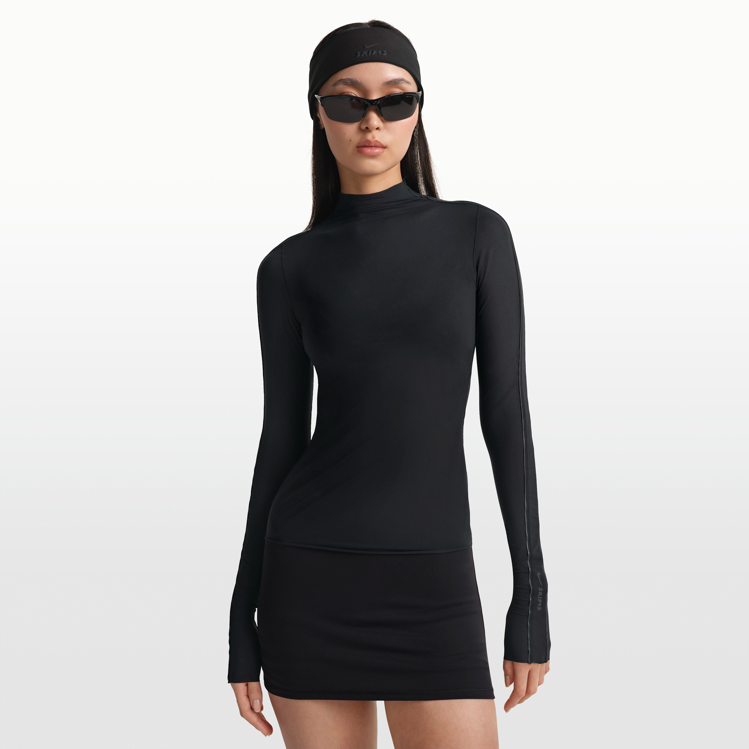 Nike Women's SKIMS Weightless Layers Mock-Neck Long-Sleeve Top in Black | TPLST6052W-OBD | Nike (US)