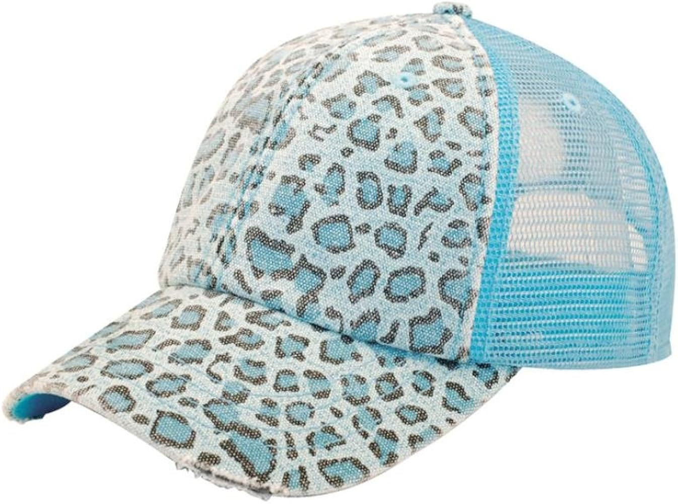 MG Women's Print Mesh Canvas Trucker Baseball Cap Hat (Blue Leopard) | Amazon (US)