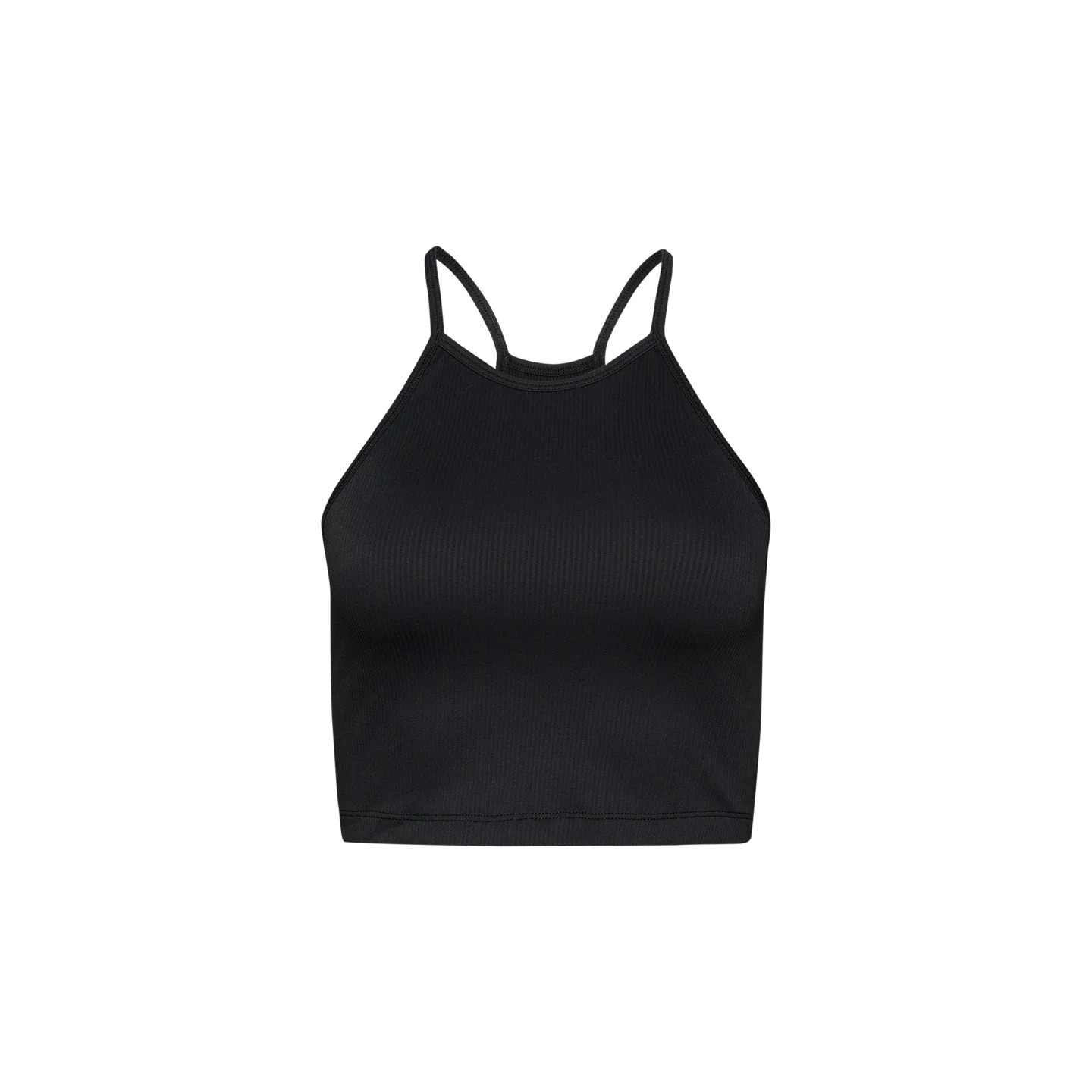 Women's Black Ribbed Halter Crop Tank Top | NOBULL | NOBULL