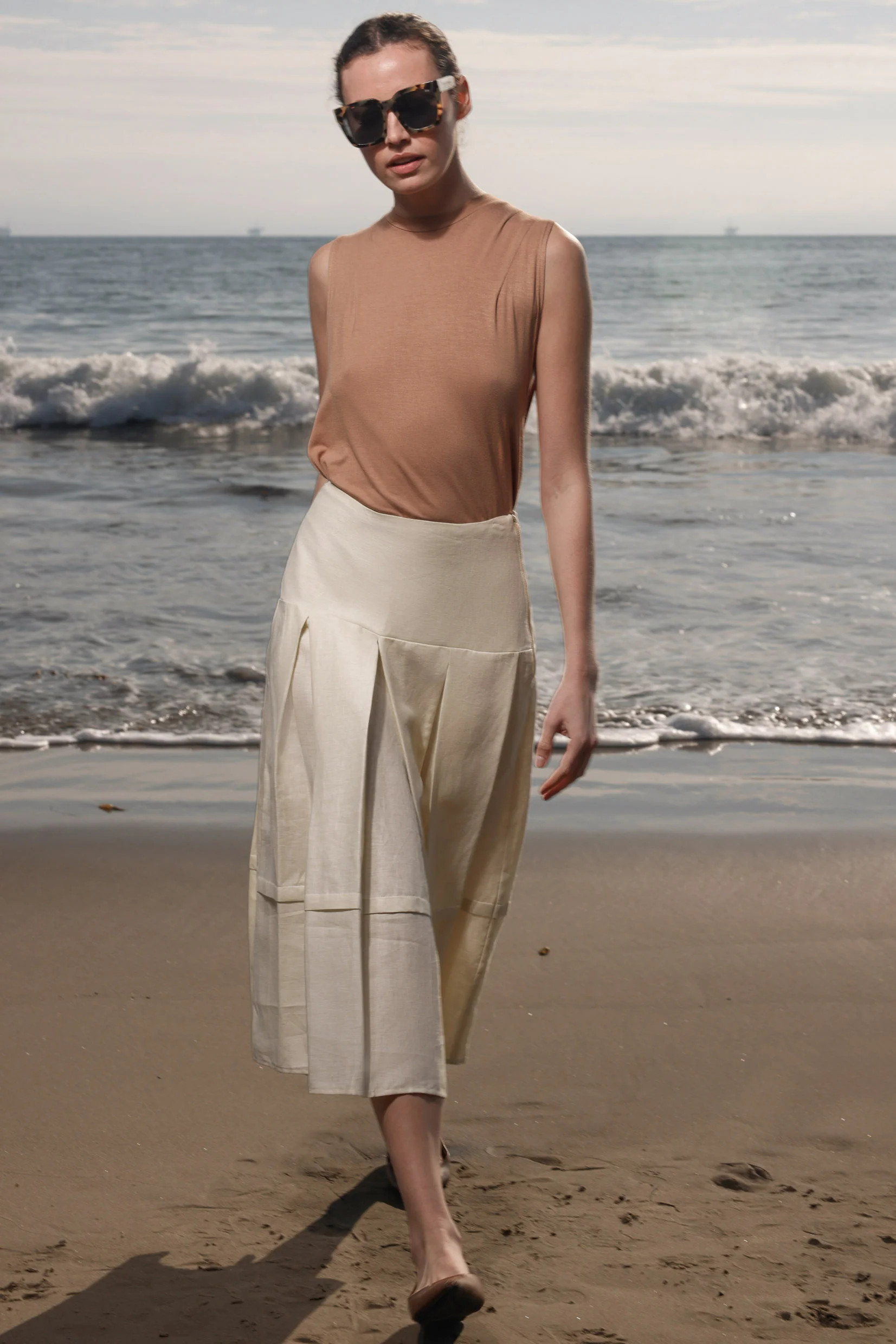 Contessa Skirt - Glass Green Linen | Heidi Merrick