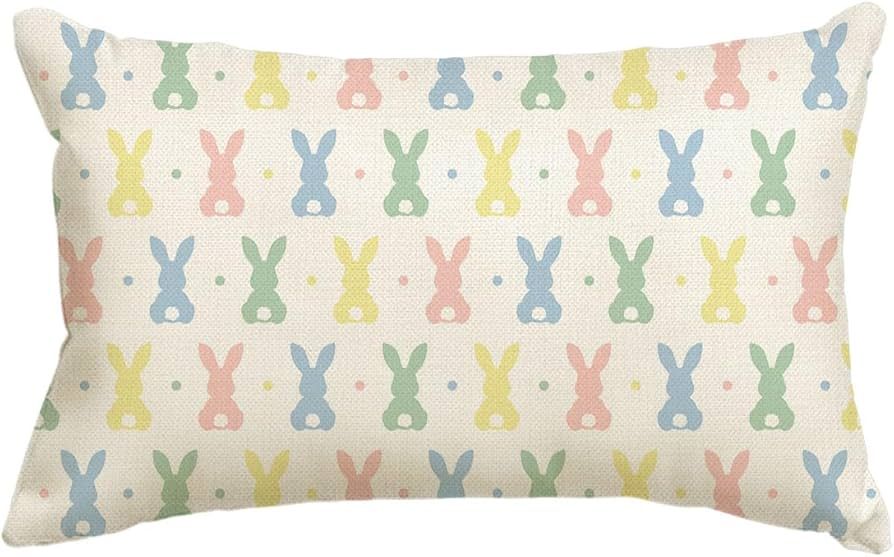 AVOIN colorlife Bunny Easter Polka Dot Throw Pillow Cover, 12 x 20 Inch Colorful Rabbit Cushion C... | Amazon (US)