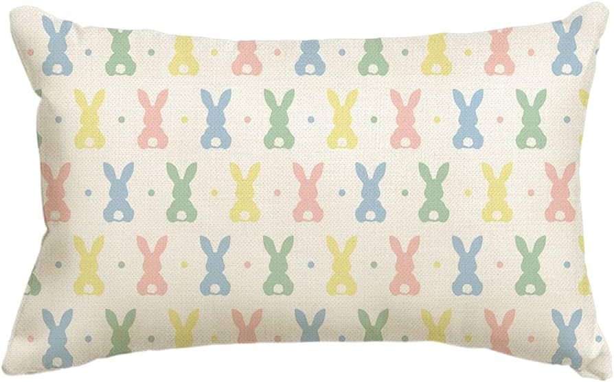 AVOIN colorlife Bunny Easter Polka Dot Throw Pillow Cover, 12 x 20 Inch Colorful Rabbit Cushion C... | Amazon (US)