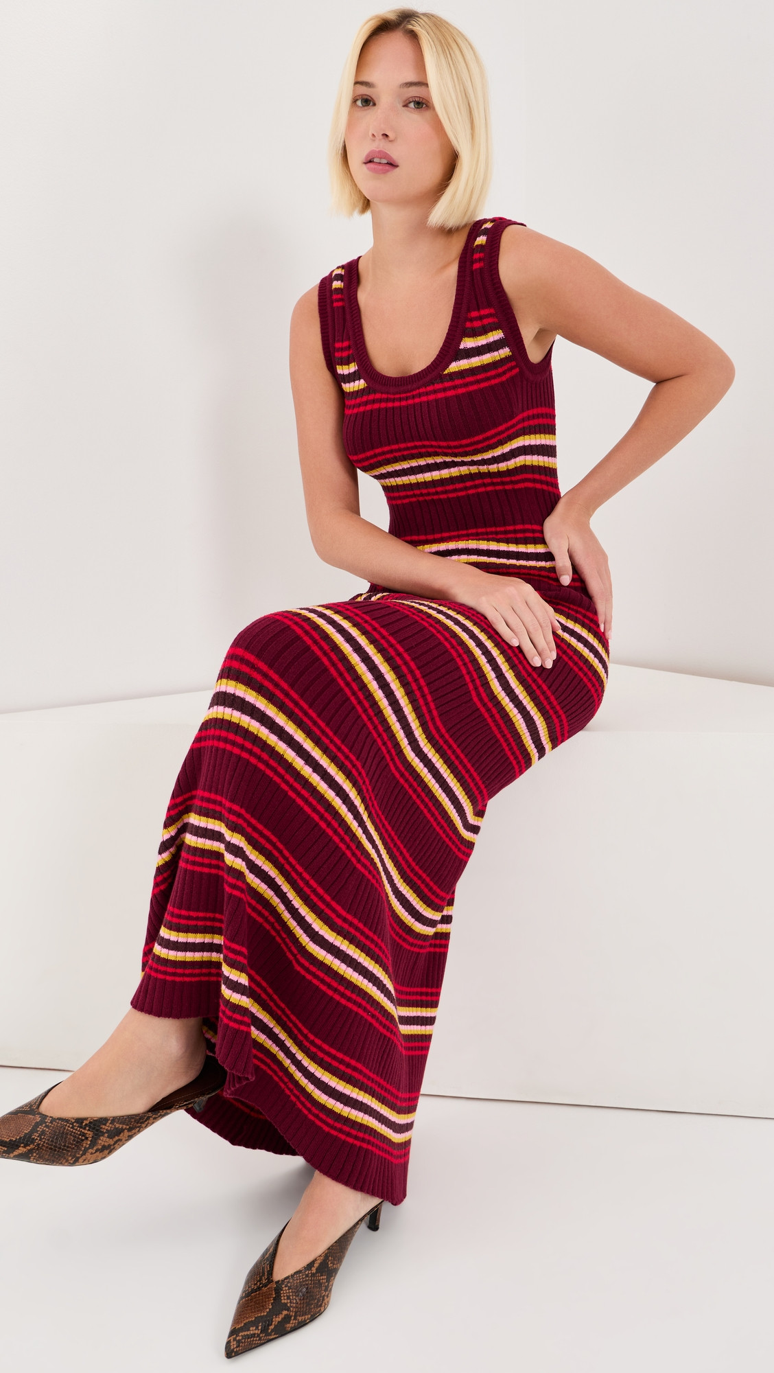 LE BOP Teller Maxi Dress Burgundy Stripe Multi XXL | Shopbop