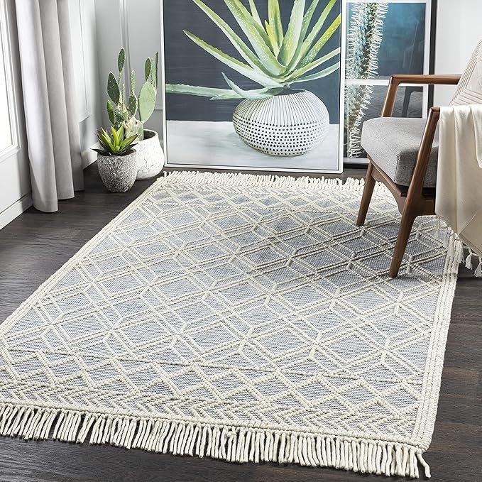 Mark&Day Wool Rugs, 8x10 Staveley Cottage Denim Area Rug, Grey White Ivory Carpet for Living Room... | Amazon (US)