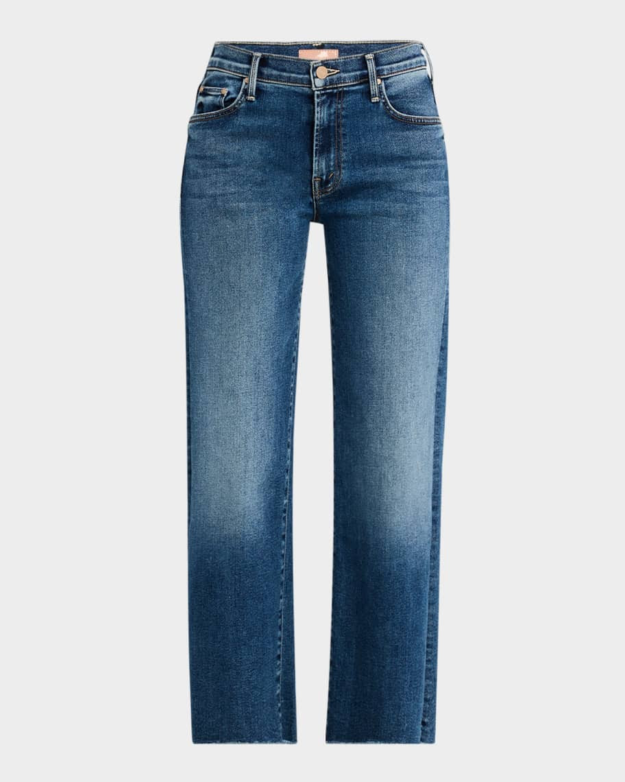 MOTHER The Mid-Rise Rambler Zip Ankle Fray Jeans | Neiman Marcus