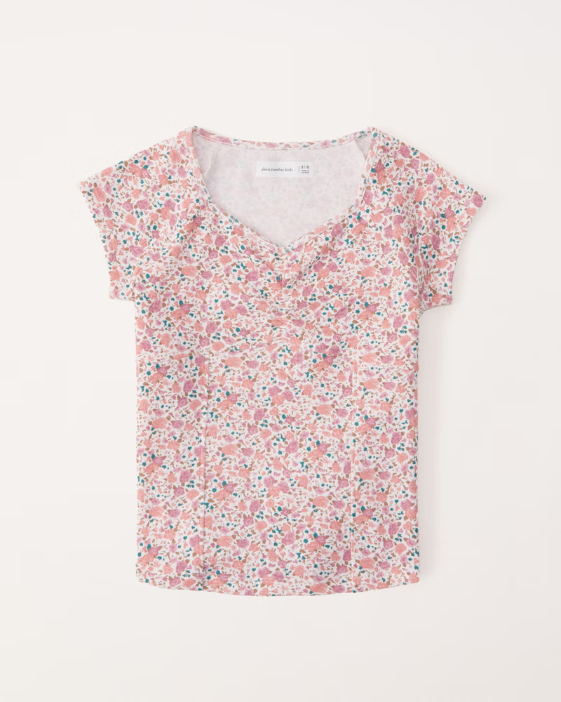 essential pattern cinch-front rib tee | Abercrombie & Fitch (US)